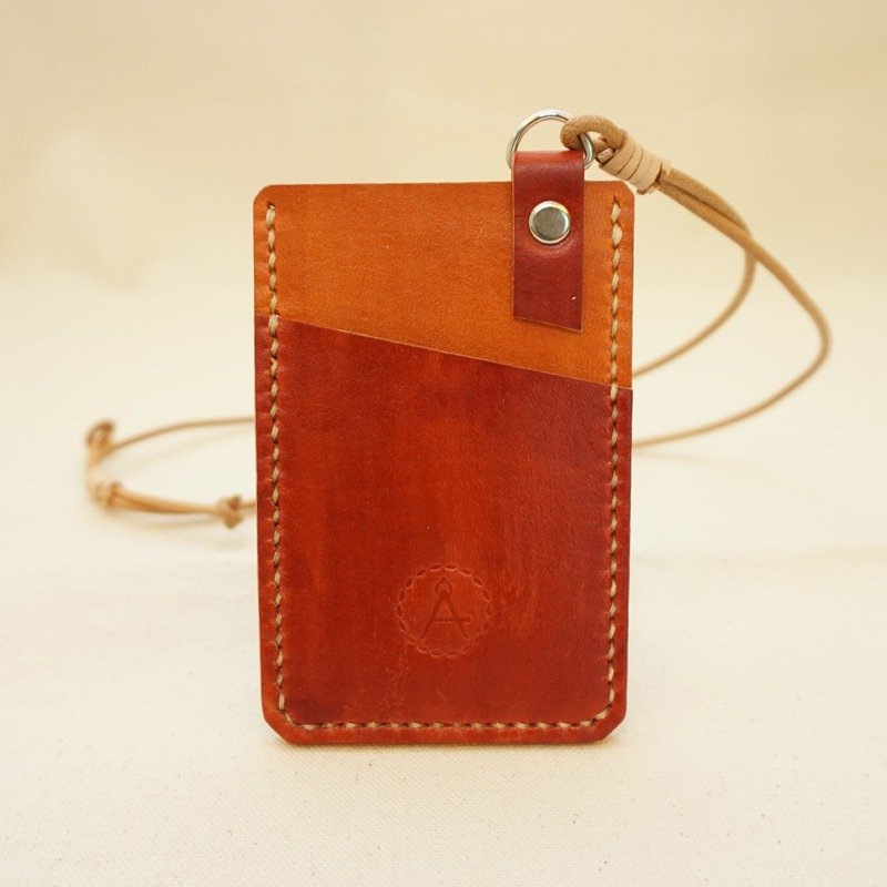 手染皮革证件套悠游卡夹-橘红双色 - 证件套/卡套 - 真皮 红色