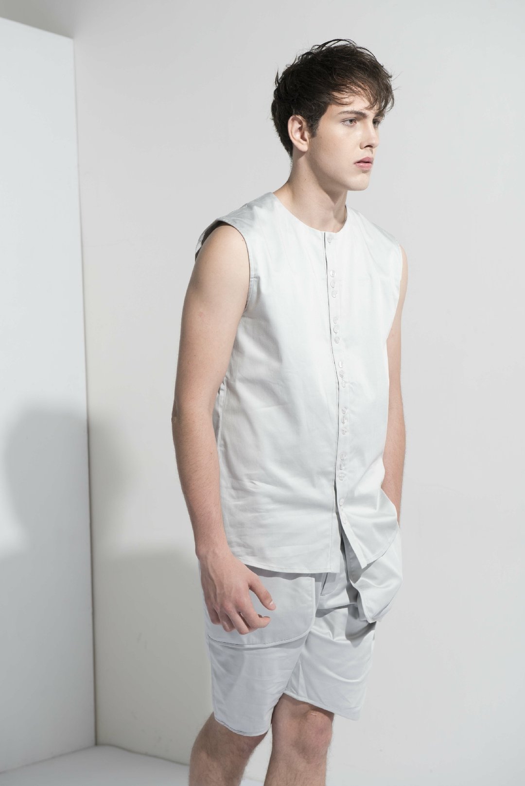 Sevenfold * Special Flap Shorts (Pockets) (Light Gray) 特殊活片短裤 (有口袋)(浅灰) - 男士短裤 - 棉 