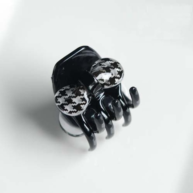 黑白格纹蝴蝶结,浏海夹,小抓夹,侧夹 - 发饰 - 压克力 白色