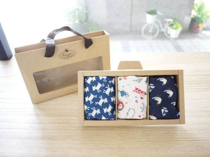 二重纱口水领巾礼盒(动物-蓝) - 围嘴/口水巾 - 其他材质 蓝色