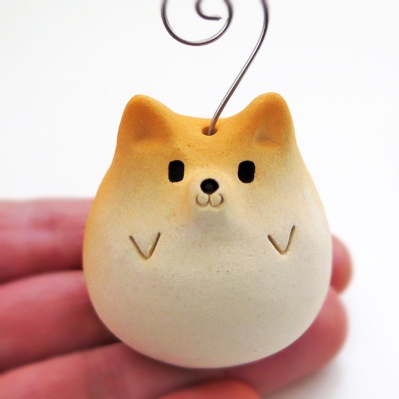 Shiba Inu figurine of Ceramics "A shiba Inu memo stand new" Japan dog ornament - 摆饰 - 其他材质 黄色