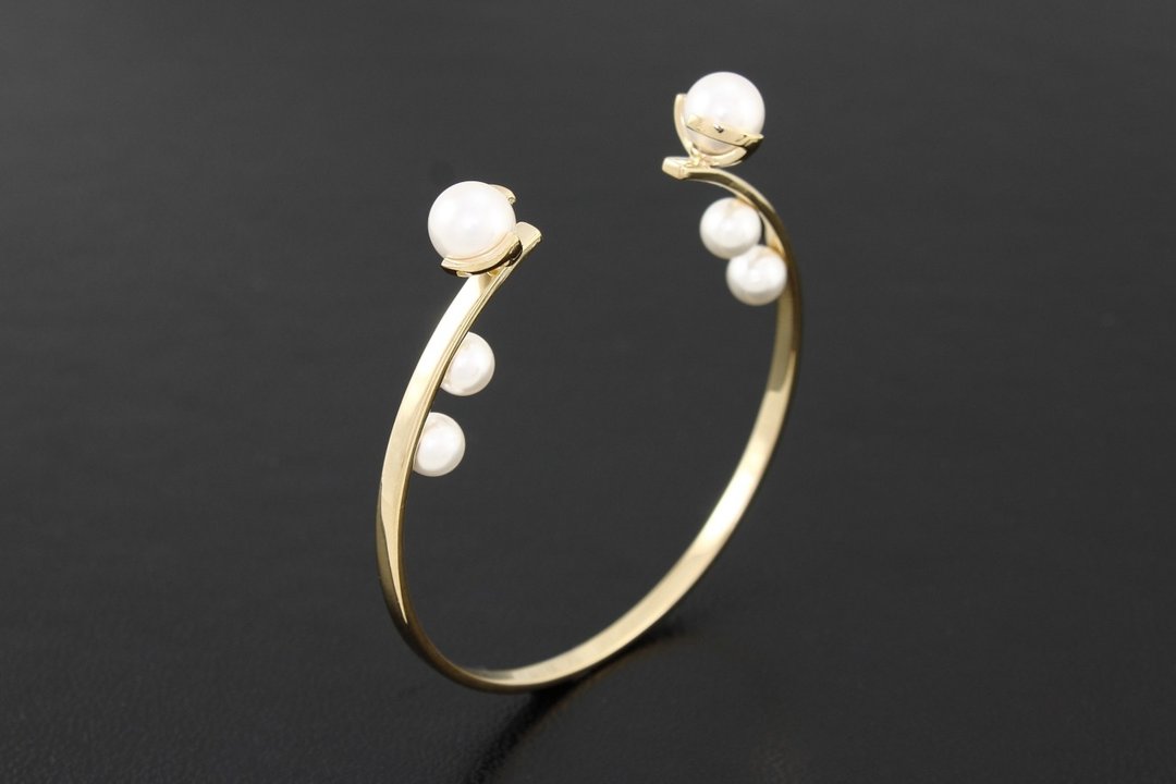 Pearl Bangle - gold - 手链/手环 - 其他金属 金色