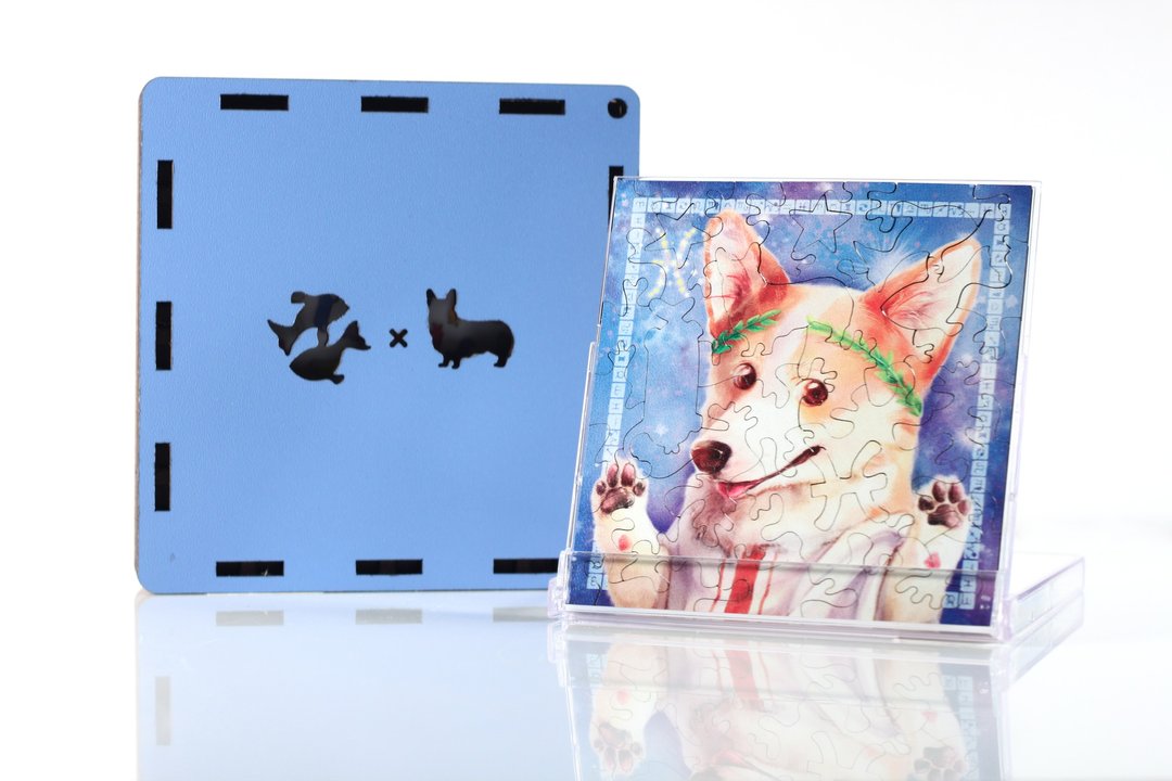 35P木质拼图_双鱼座X柯基犬 - 拼图 - 木头 蓝色