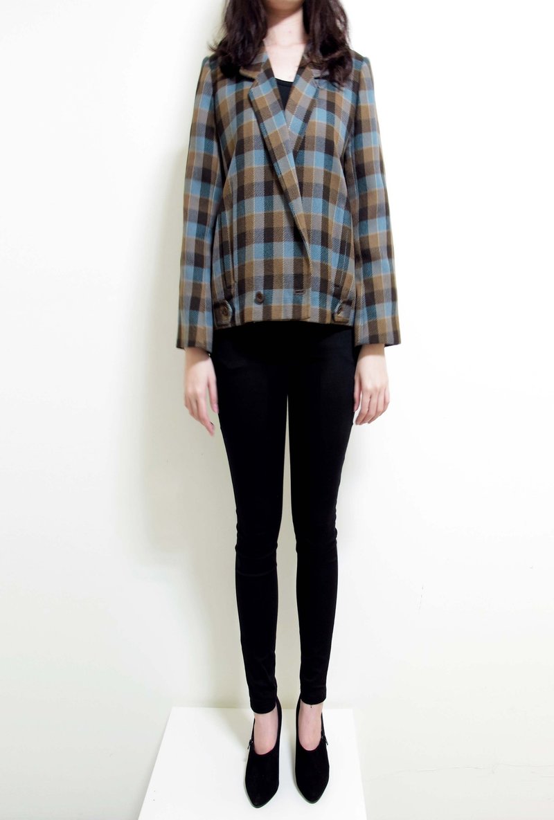 【Wahr】格纹外套 - 女装休闲/机能外套 - 其他材质 金色