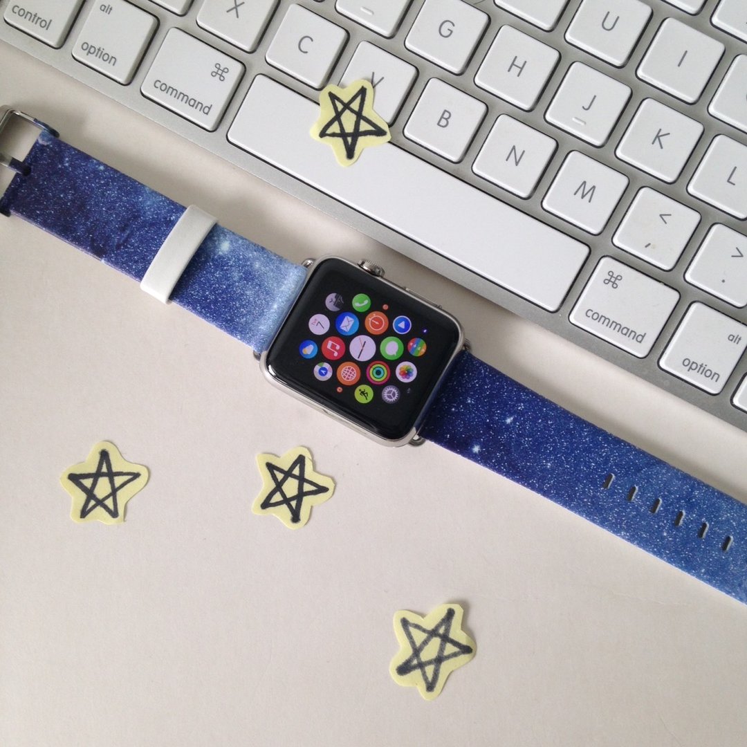Apple / Samsung Watch 星空图案皮手表带适合任何型号  5 - 表带 - 其他材质 蓝色