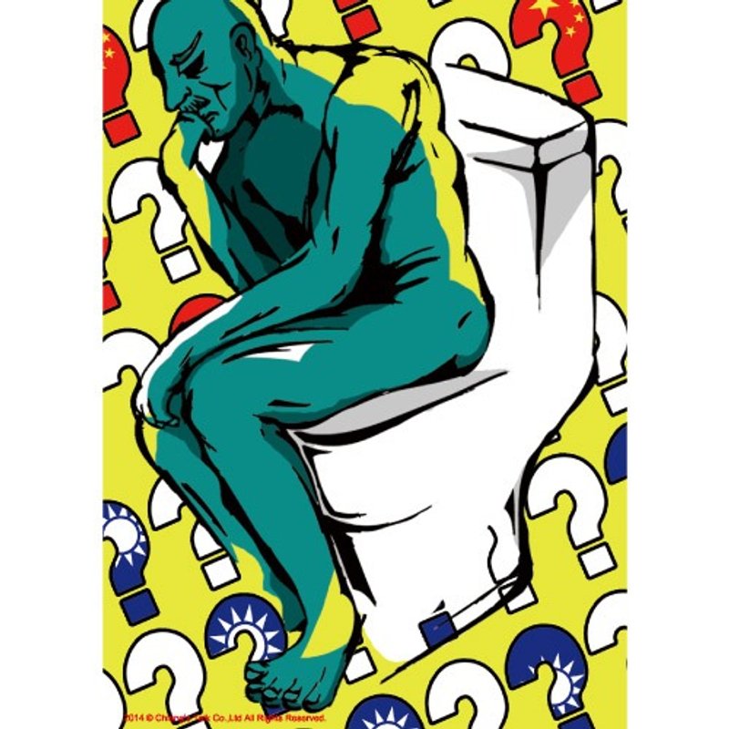 【蒋堂-明信片】名画系列 - 沉思者 ( 蒋中正 毛泽东 KUSO 翻玩) - 卡片/明信片 - 纸 多色