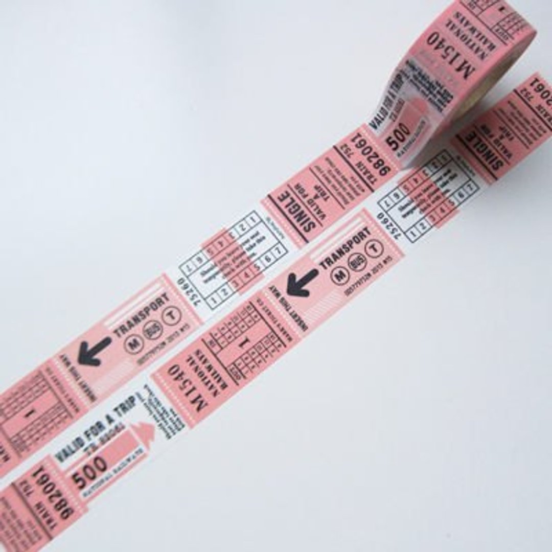 Marks Masking Tape MT和纸胶带 旅行票券-粉红 (TR-MKT1-PK) - 纸胶带 - 纸 粉红色