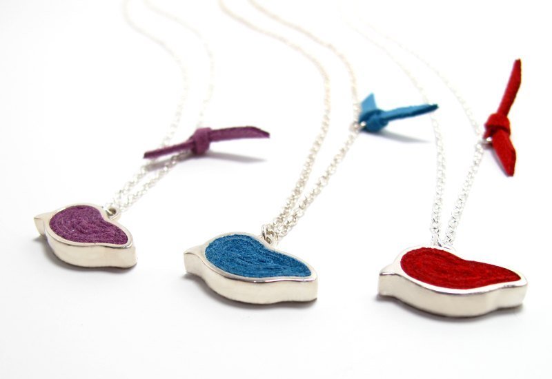 手工纯银小鸟项链/纯银项链/ 甜美马卡龙项链1件 - 项链 - 其他金属 蓝色