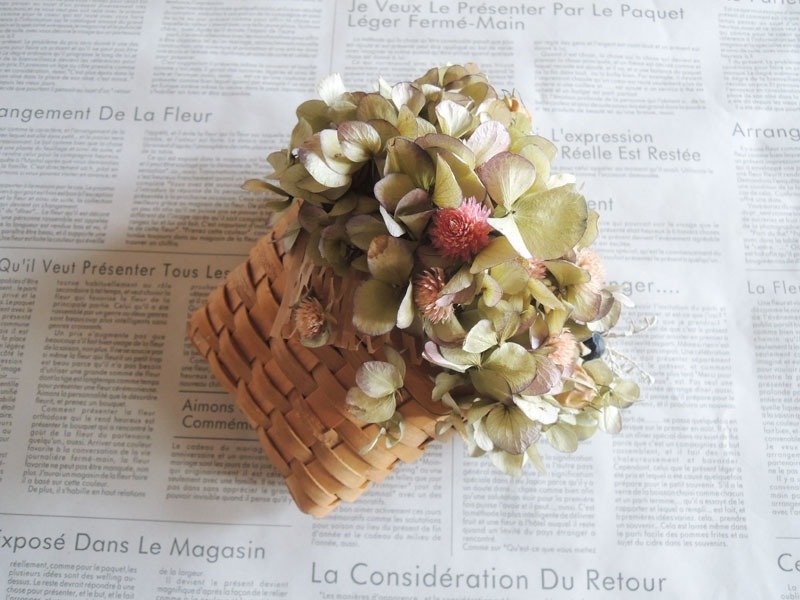 微甜·圈 暖冬-竹编 绣球儿 粉系千日红 小挂篮 小花篮 干燥花 藤编篮 婚摄 - 墙贴/壁贴 - 植物．花 绿色