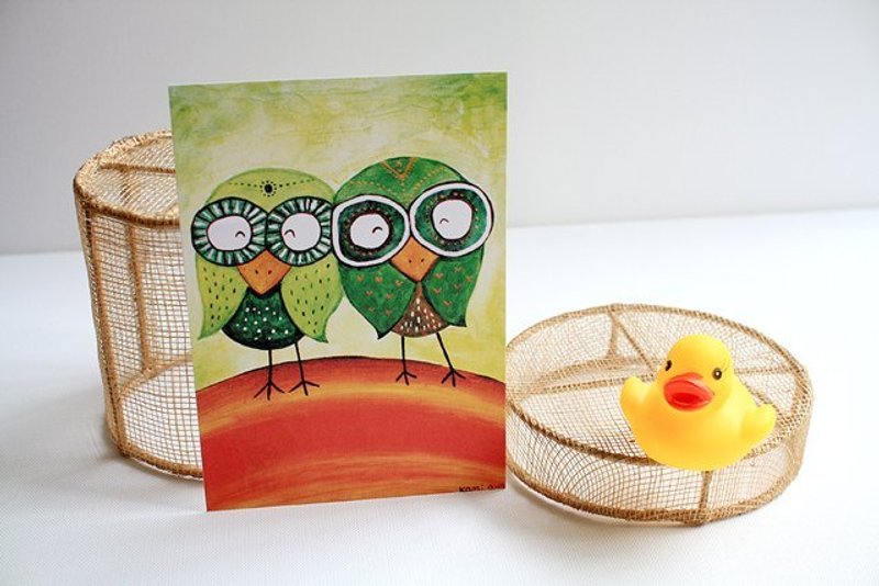 明信片 ∣ 彩虹猫头鹰 - 卡片/明信片 - 纸 多色