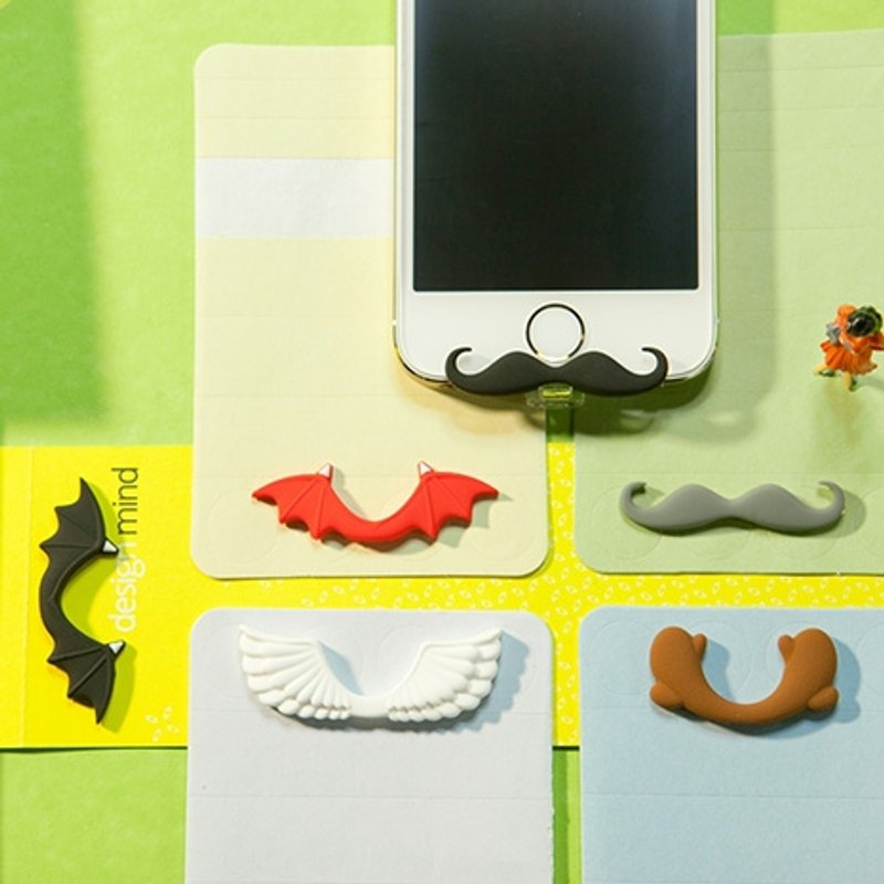 Lightning FS 造型防尘塞-黑胡子 - 手机座/防尘塞 - 硅胶 黑色