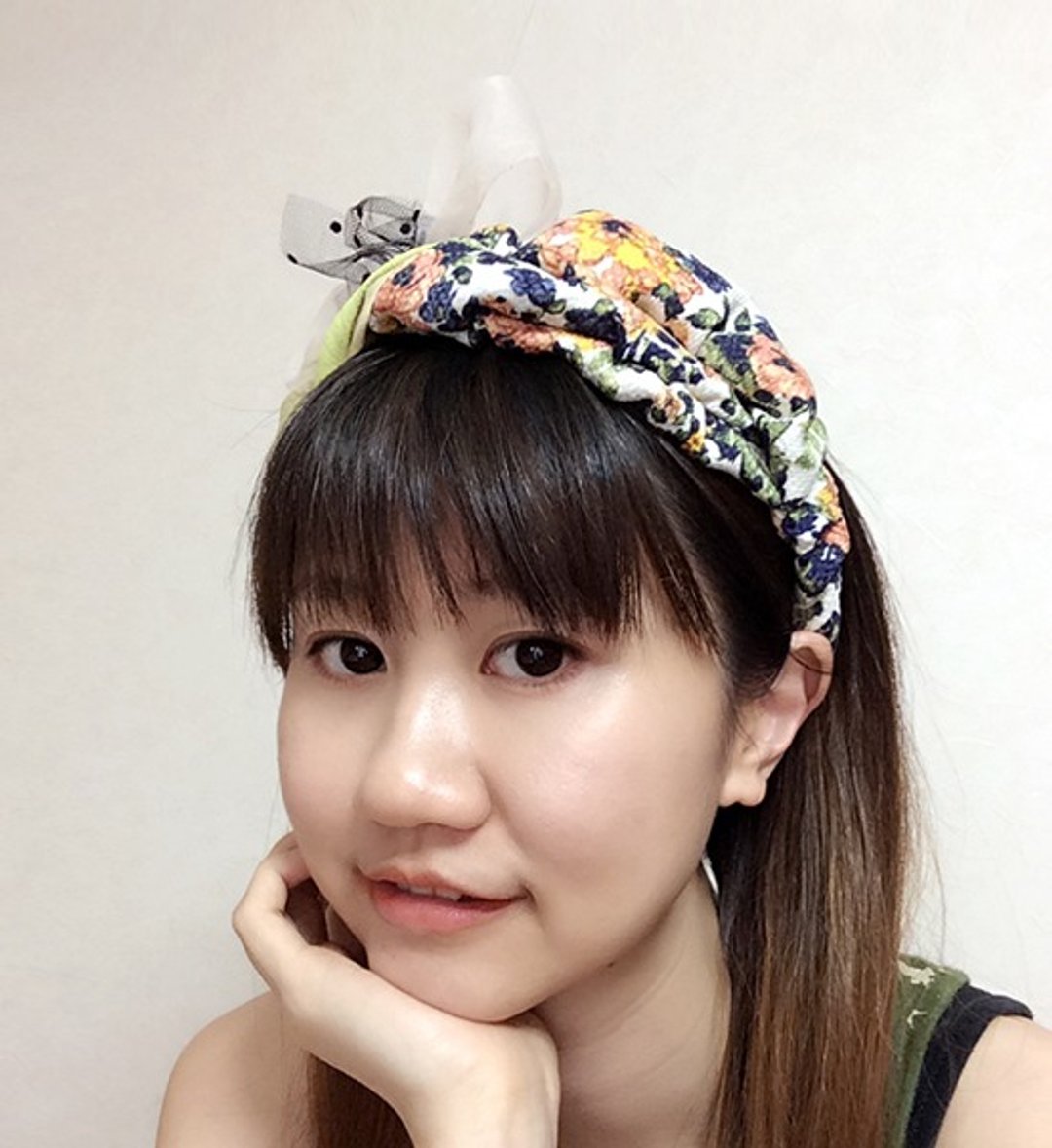 乡村花柄网纱蝶结浪漫发带 - 发饰 - 其他材质 橘色