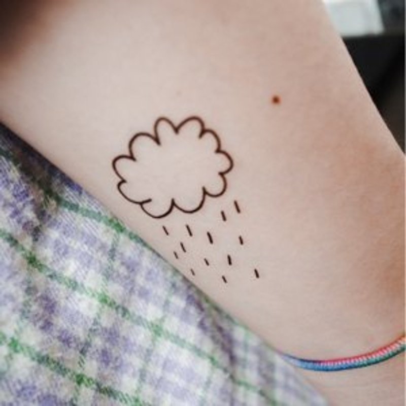 *tattoo* 下雨了，给灰色人的线条组合 1组5个 - 贴纸 - 纸 黑色