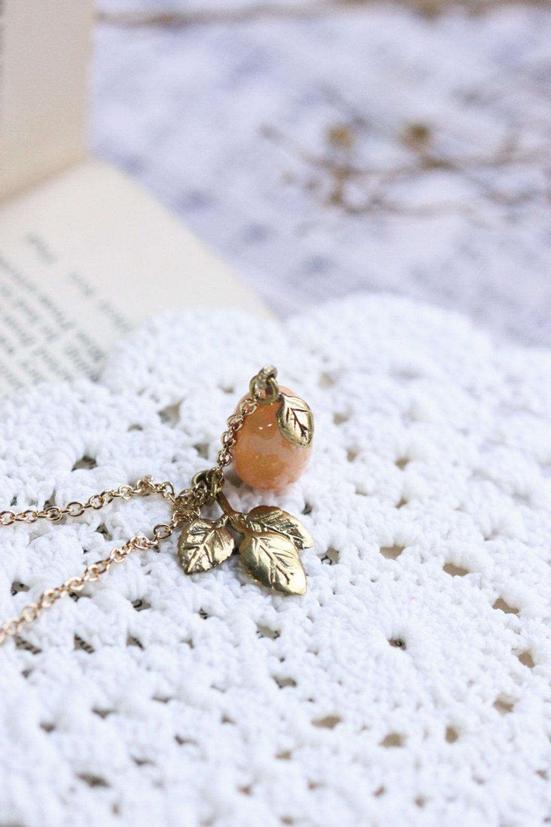 Orange Charm Pendant  necklace by linen. - 项链 - 其他金属 