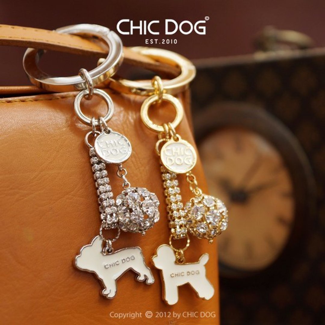 ♥绝版品♥ CHIC DOG豪华大钻球挂饰(金色填黑) - 吊饰 - 其他金属 金色