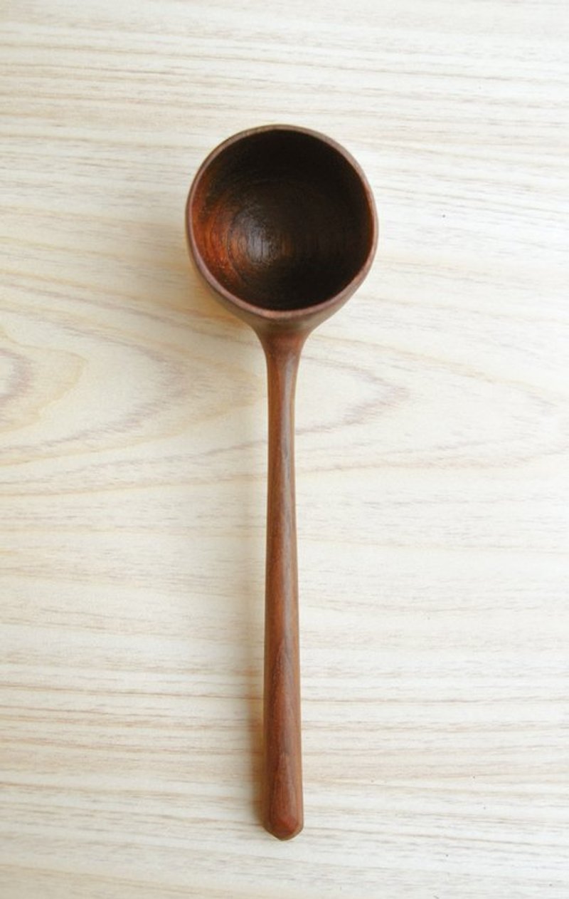 天然手作木匙-深色柚木款-深口圆弧底咖啡/ 茶匙 - 餐刀/叉/匙组合 - 木头 咖啡色