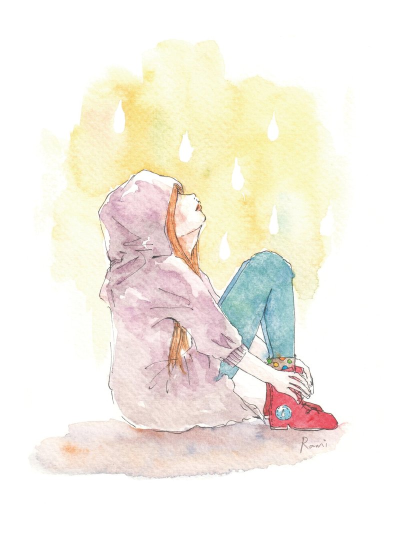 心情雨明信片(水彩手绘风) - 卡片/明信片 - 纸 橘色