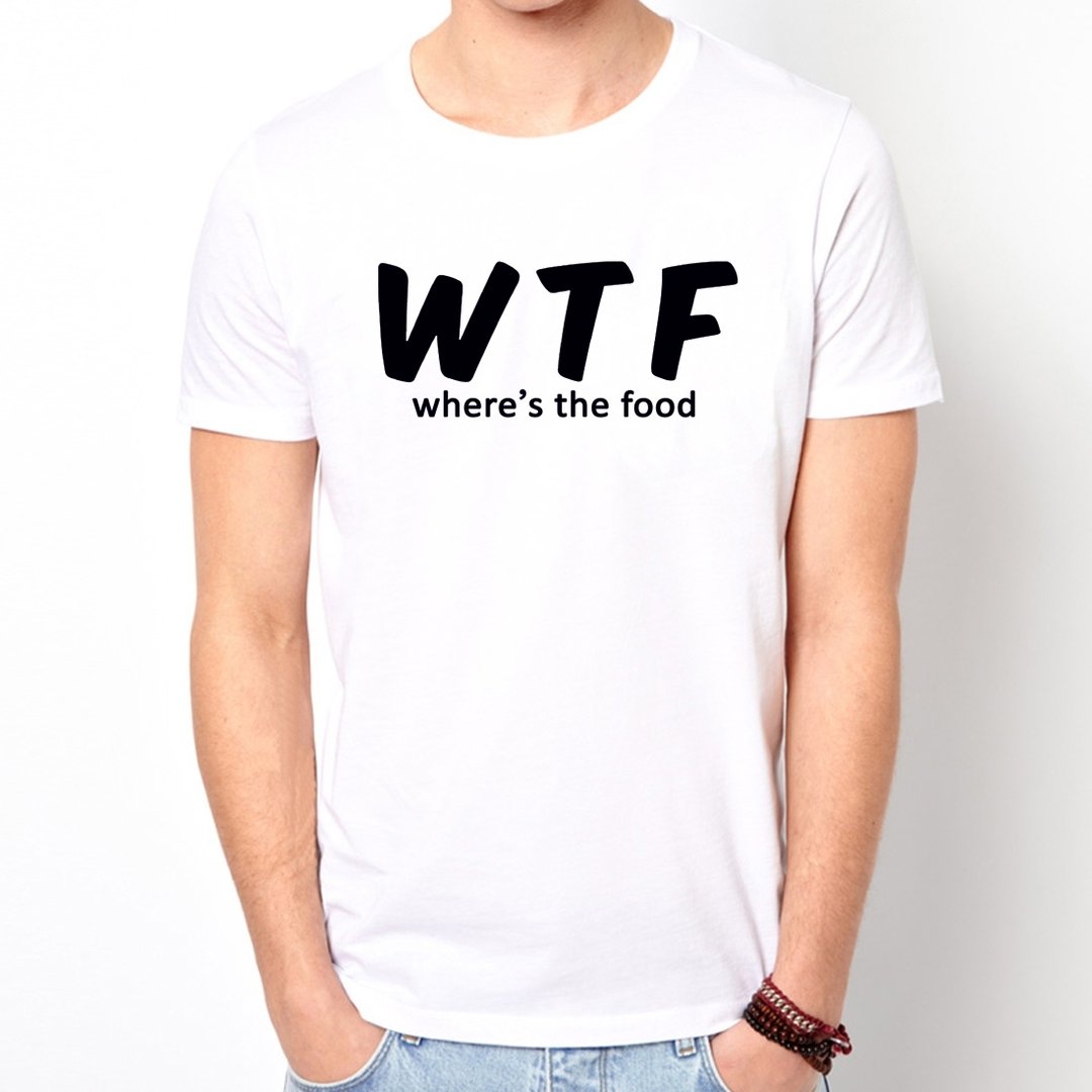 WTF WHERES THE FOOD #2短袖T恤-2色 我的食物在哪里? 文青 艺术 设计 时髦 文字 时尚 - 男装上衣/T 恤 - 其他材质 多色