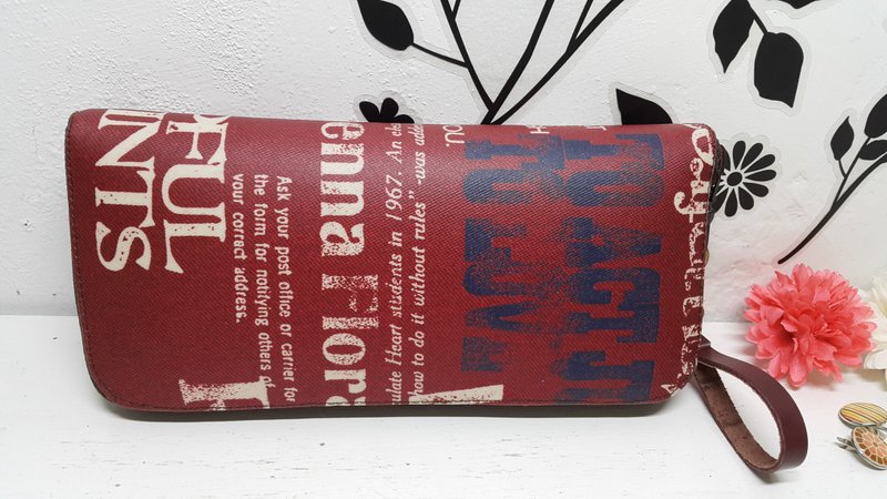 咖啡英文涂鸦 防水长夹 钱包 - 皮夹/钱包 - 防水材质 咖啡色