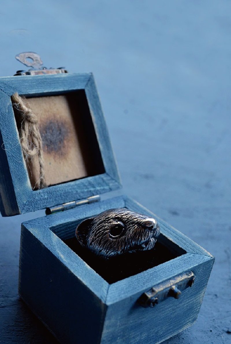 ▽-动物戒列-▽纯银/礼物/戒指/雪貂/动物/森林/镶鑚 - 戒指 - 其他金属 蓝色