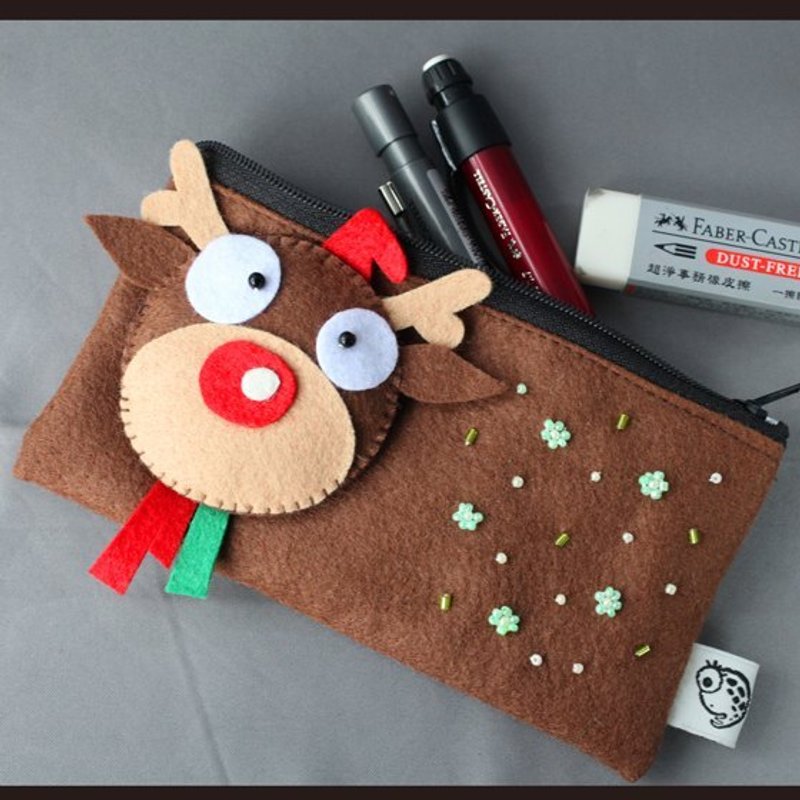 【Hello】驰风糜鹿不织布笔袋 - 铅笔盒/笔袋 - 其他材质 