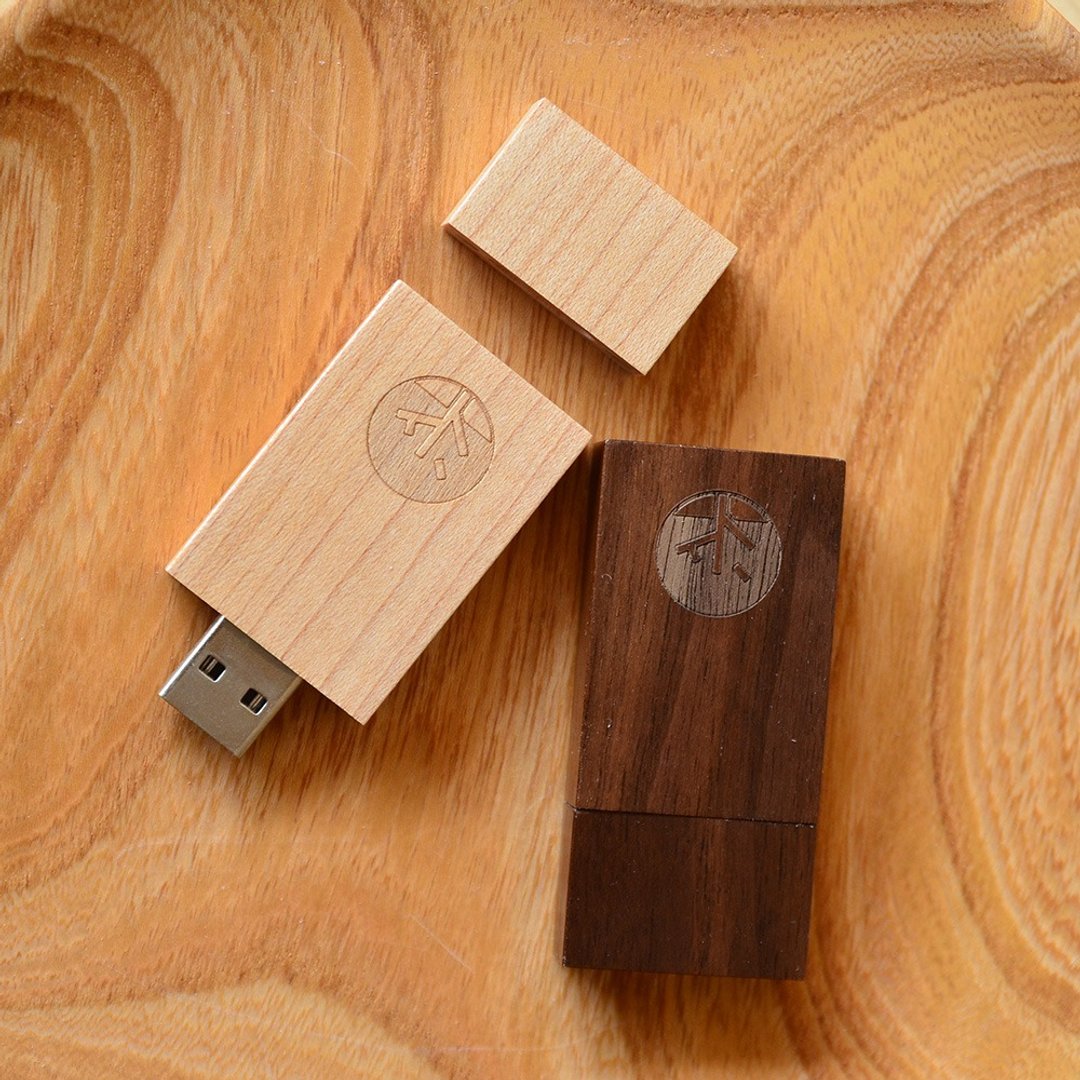 无垢随身碟16G-胡桃/枫木、USB - U盘 - 木头 金色