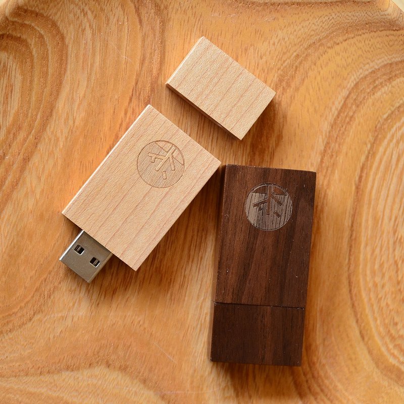 无垢随身碟16G-胡桃/枫木、USB - U盘 - 木头 金色