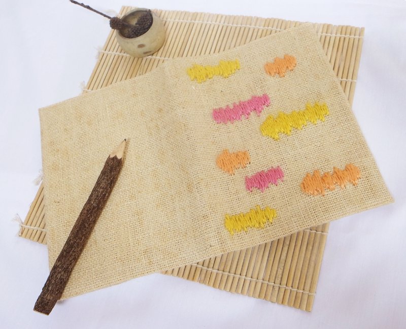 手作书衣笔记本【马卡龙彩色云朵】浅咖麻布款  (大本) - 笔记本/手帐 - 其他材质 多色