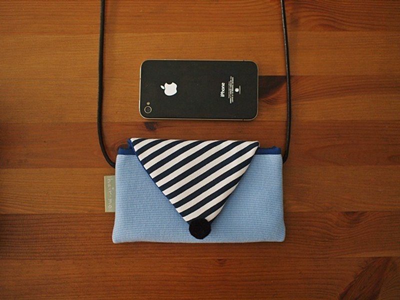 hairmo。马卡龙信封包手机袋侧背拉链款-黄+淡蓝条 - 手机壳/手机套 - 其他材质 黄色