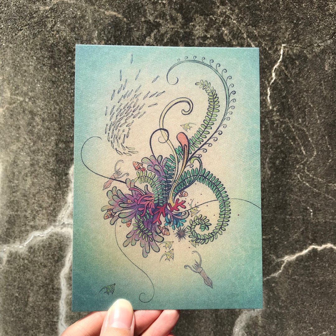 【海底世界/故事插画明信片】 /沁凉/清爽/唯美 - 卡片/明信片 - 纸 蓝色
