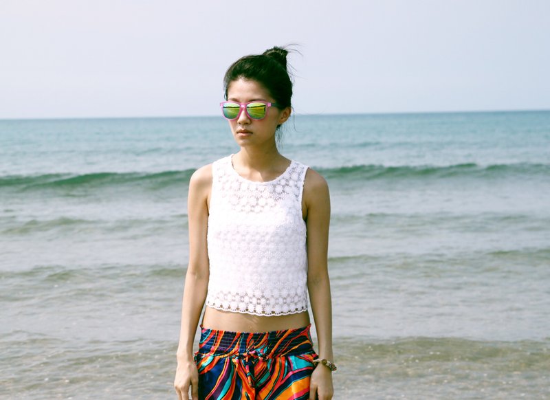 太阳眼镜│粉红色雾面框│金绿色反光镜片│抗UV400│2is Blair - 墨镜 - 塑料 粉红色