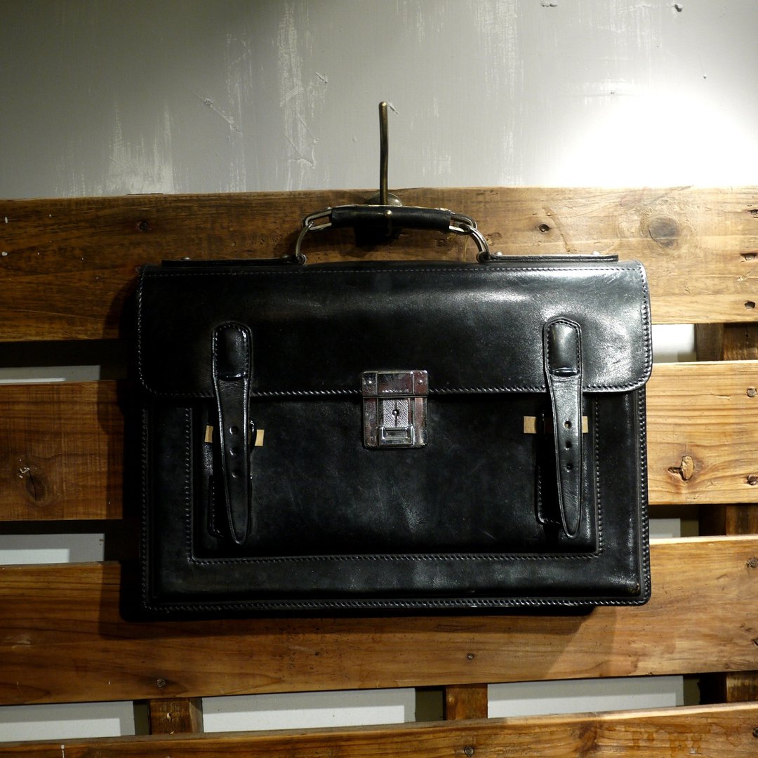 夕卡 Shika // Vintage bag 全新 日本鞄协会 HINOMOTO.H-27. 经典手提式公事书包 {A3-003} - 公文包/医生包 - 其他材质 黑色