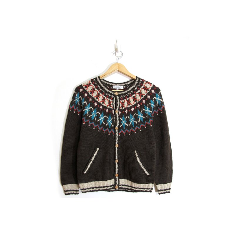 【蛋植物古着】温暖拿铁摩天轮古着开襟毛衣 - 女装针织衫/毛衣 - 纸 多色