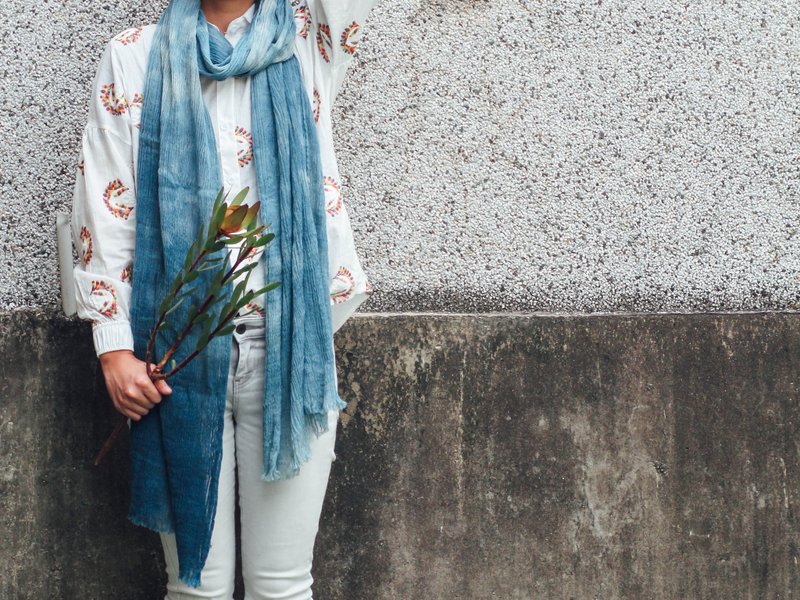 ::木木::蓝染羊毛围巾-海洋 - 丝巾 - 其他材质 蓝色