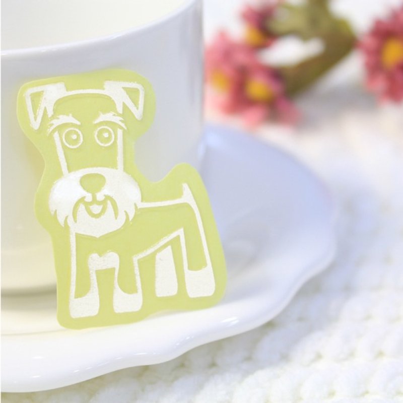 [反光宠物贴纸] 雪纳瑞.萌犬贴纸.3M反光.狗狗设计贴纸.防水防刮.NINKYPUP - 贴纸 - 纸 白色