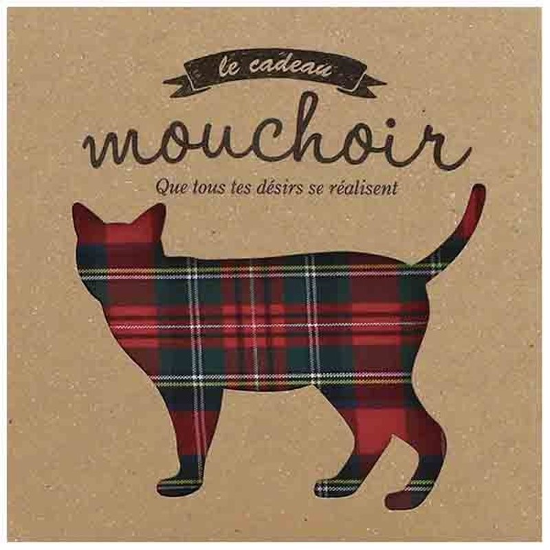 日本【LABCLIP】Gift handkerchief 手帕 / 格纹猫咪 - 其他 - 棉．麻 红色