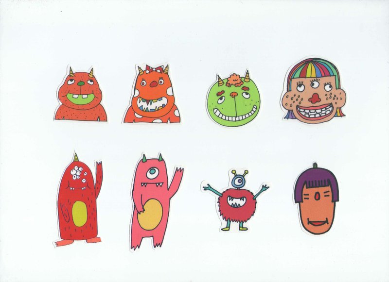 [CURLY CURLY] 新款手绘贴纸组合包 - 贴纸 - 纸 多色