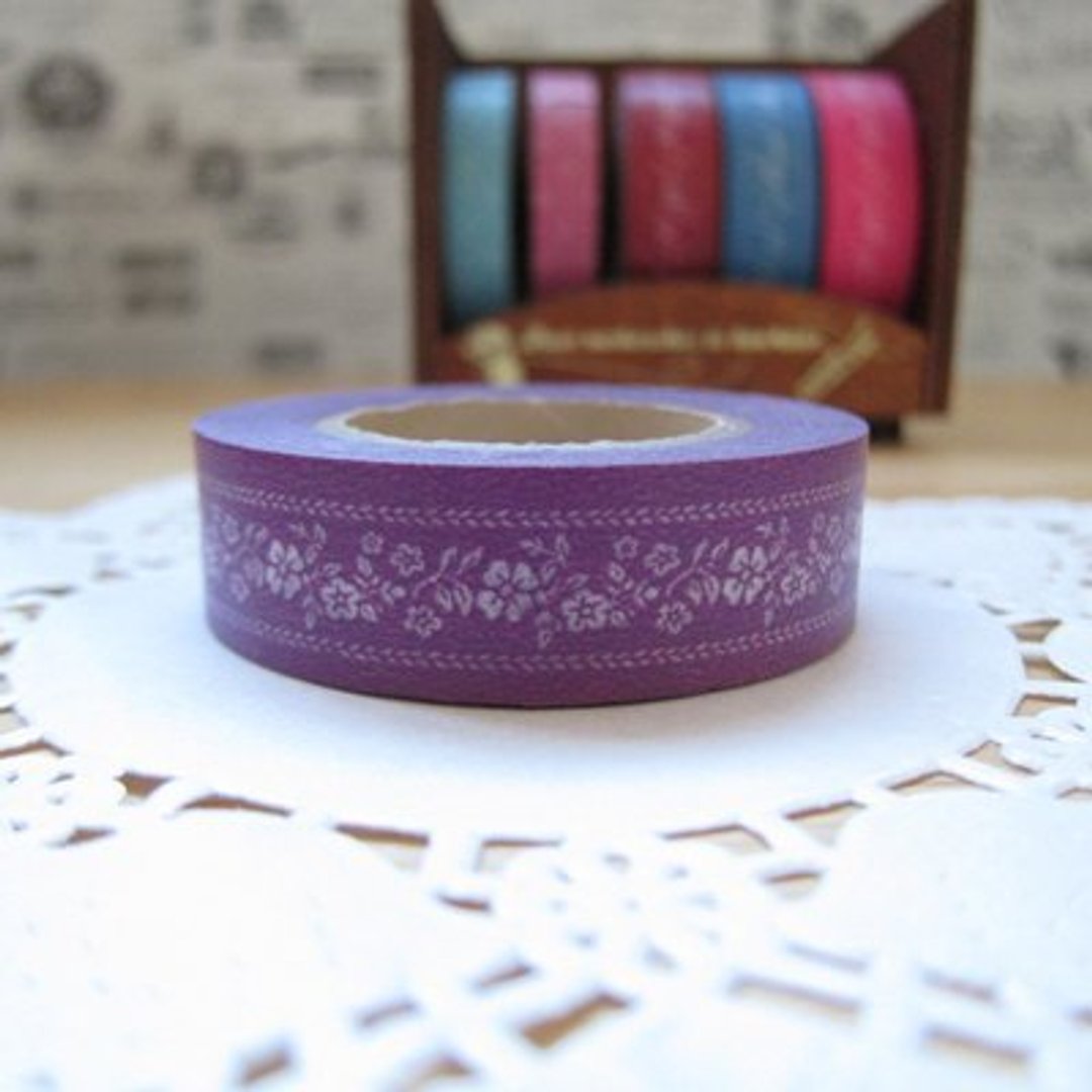 Marks Masking Tape 和纸胶带-单卷 碎花钮扣款(MKTS-07 小花-紫) - 纸胶带 - 纸 紫色