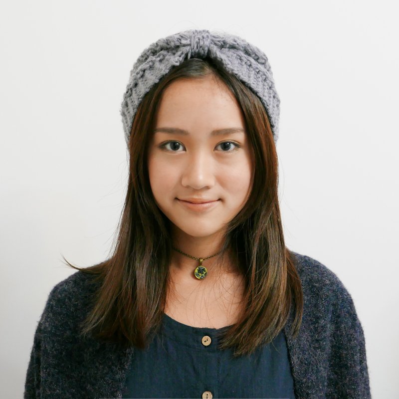 Pamycarie日系民族小清新浅灰色手作加厚羊毛头巾 - 发饰 - 其他材质 灰色