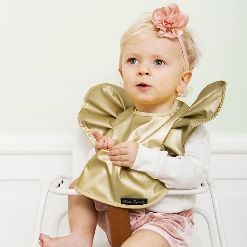 【瑞典ELODIE DETAILS】精品防水口袋围兜 金色翅膀 Golden Wings - 围嘴/口水巾 - 防水材质 金色