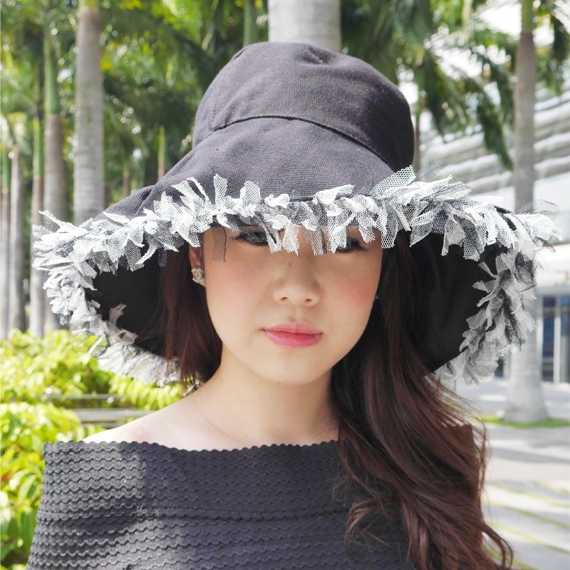 ATIPA Luxury Reversible Long Brim Sun Hat (Sun UV Protection) - 帽子 - 其他材质 黑色