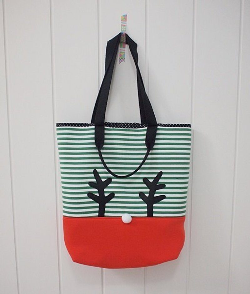 hairmo。条纹麋鹿撞色肩背包(绿橘) - 侧背包/斜挎包 - 其他材质 绿色