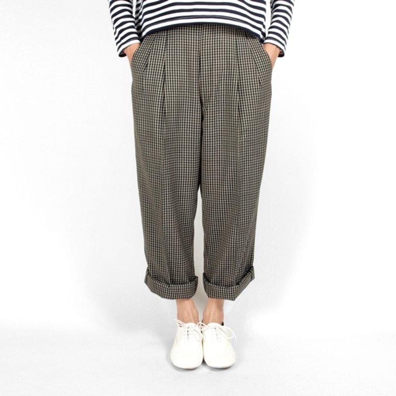 │moderato│英伦古着格纹裤│礼物.森林复古.女朋友.独特.文艺 - 女装长裤 - 其他材质 黑色