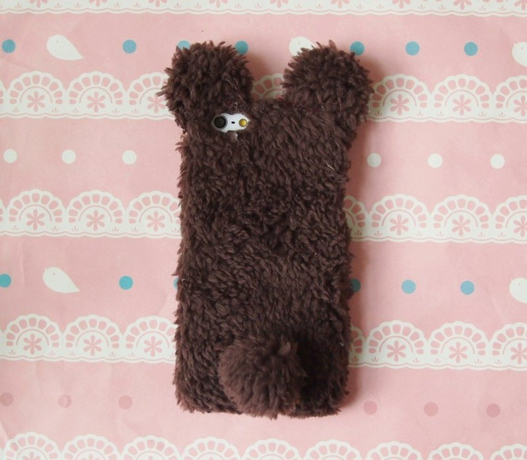 情人节  布艺 超可爱毛绒小熊手机壳 保护壳  Samsung Galaxy S4 Note2 Note3  iPhone 5s 5c 5 - 手机壳/手机套 - 其他材质 咖啡色