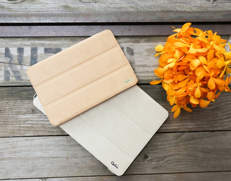 Optima iPad Air 2意大利皮革多角度保护套-纤柔系列 卡其 - 平板/电脑保护壳 - 真皮 卡其色