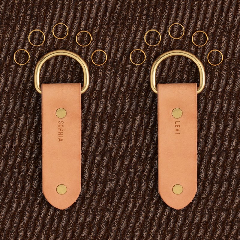 高CP值！2入组 (免费压字) 定制化/礼物/真皮/钥匙圈/手工 - 其他 - 真皮 咖啡色