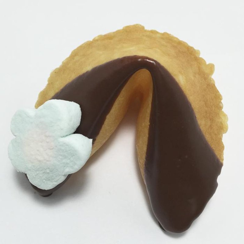 【天天幸运饼】幸运签文~手工现烤幸运饼干 花朵棉花糖黑巧克力砖风味  FORTUNE COOKIE - 巧克力 - 新鲜食材 黑色