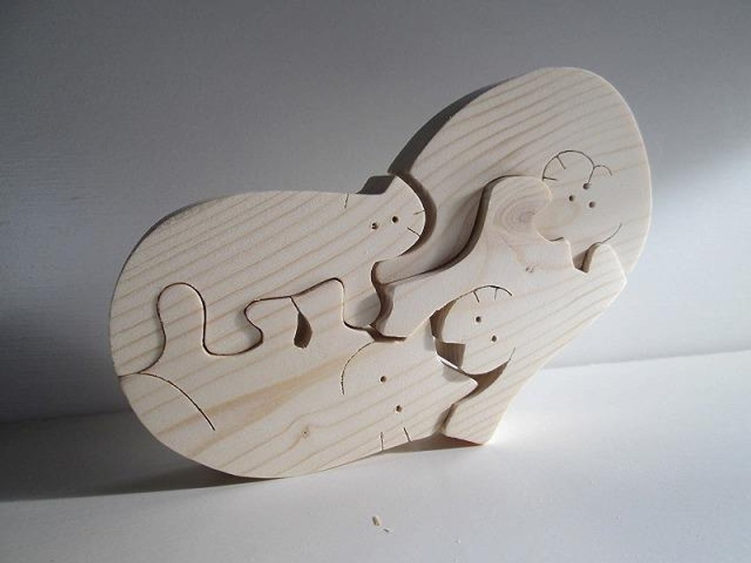 Heart Cat Puzzle Postage Japan 220 yen Overseas 330 yen - 玩具/玩偶 - 木头 