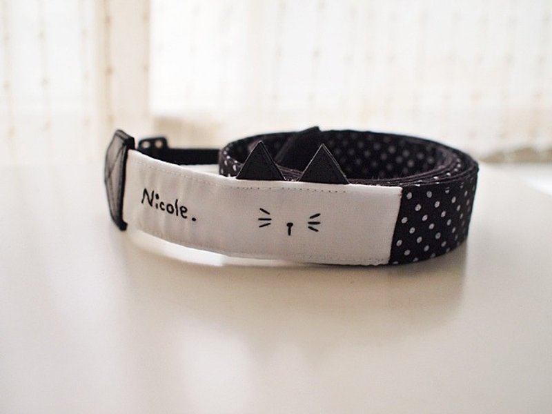 hairmo。咪眼猫单挂胸背相机背带-黑白(单孔) - 相机 - 纸 黑色