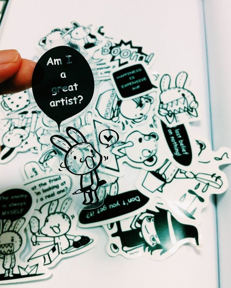 《Foufou》造型透明贴纸(4种组合) - 贴纸 - 纸 红色